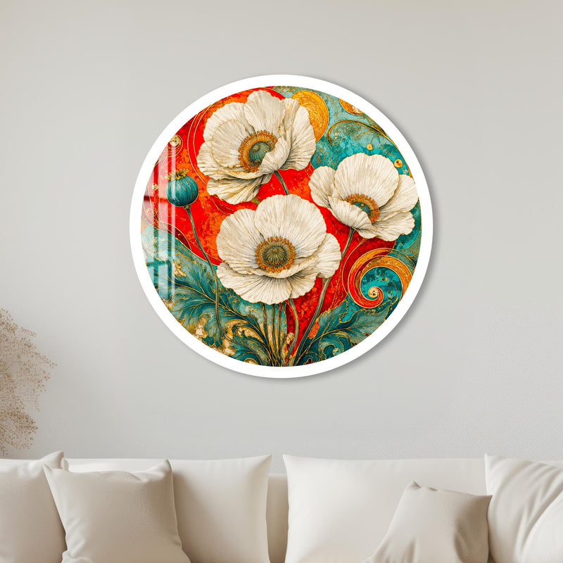 Gilded Poppy Symphony with white frame
