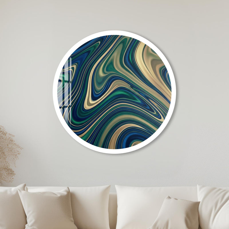 Emerald Gold Marble Flow with white frame