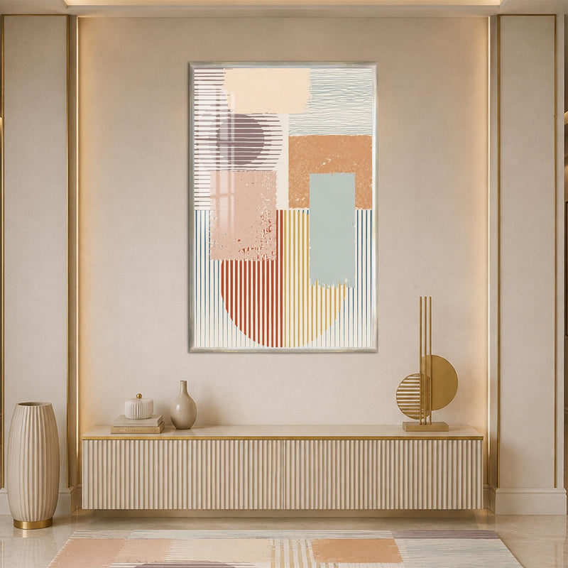 Artronauts Glass Print 12x18 cm | 4.7"x7.1" / Silver Pastel Geometric Rhythm Glass Wall Art