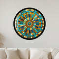 Turquoise Mosaic Mandala with black frame