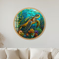 Stained Glass Sea Turtle with gold frame