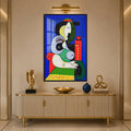 Cubist Seated Woman with black frame