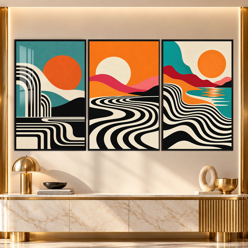 Retro Sunset with black frame