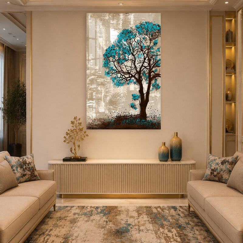 Artronauts Glass Print Blue Blossom Tree Glass Wall Art