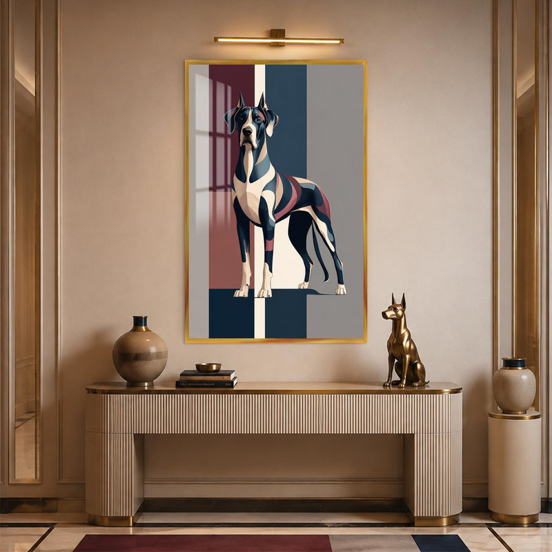 Modern Great Dane with gold frame
