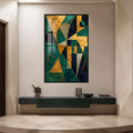 Artronauts Glass Print 12x18 cm | 4.7"x7.1" / Black Emerald Geometric Fusion Glass Wall Art