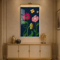 Dotted Midnight Garden with silver frame