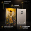 Golden Garden Angel — tempered glass, ultra HD print, ready to hang
