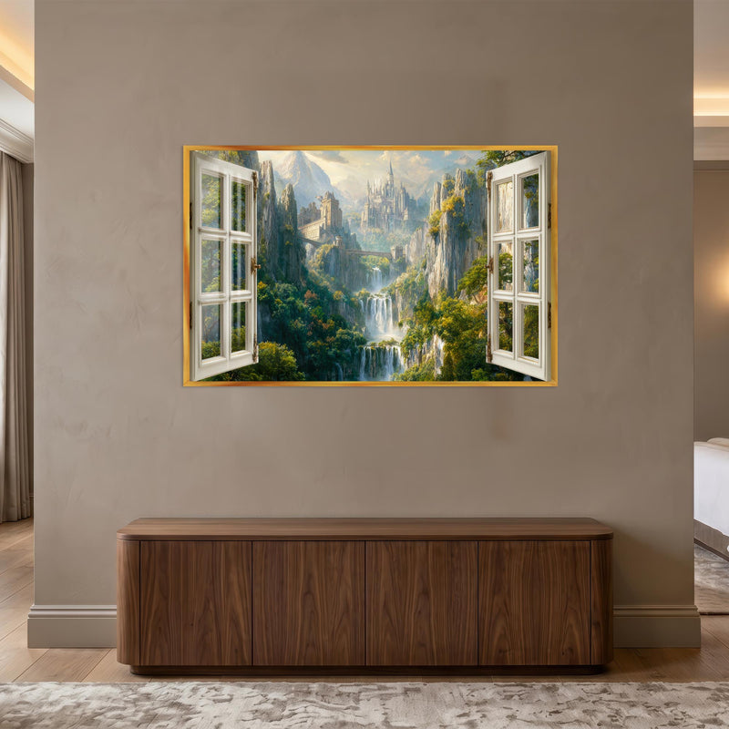 Enchanted Valley Castle with gold frame