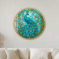 Turquoise Peacock And Magnolia with gold frame