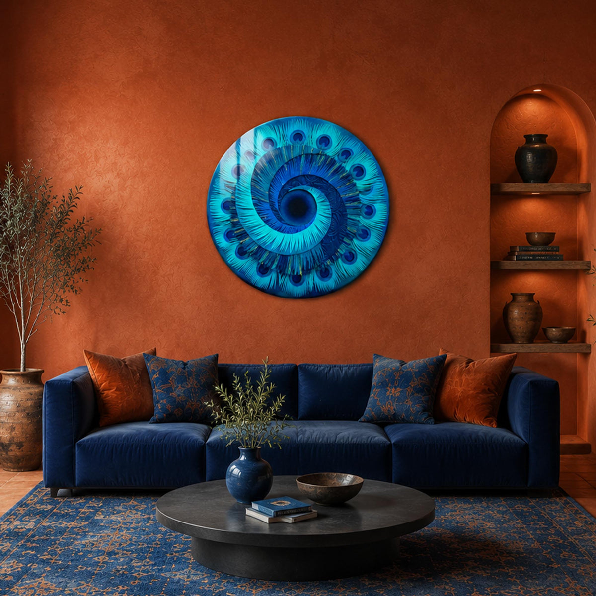 Peacock Eye — tempered glass, ultra HD print, ready to hang