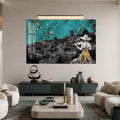 Artronauts Glass Print Violinist Over Santorini Glass Wall Art