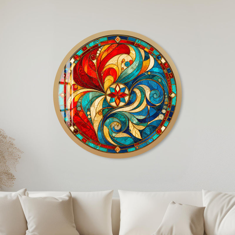 Crimson Azure Harmony with gold frame