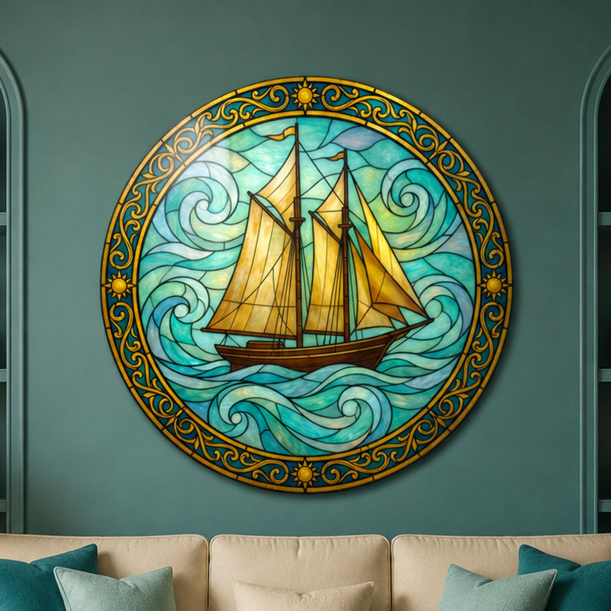 Golden Sails — tempered glass, ultra HD print, ready to hang
