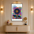 Pop Art Sunflower with walnut frame
