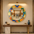 Vibrant Mosaic Blooms with gold frame
