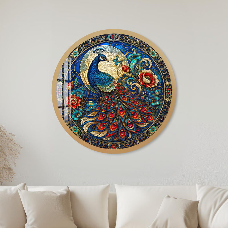 Golden Peacock Moon with gold frame