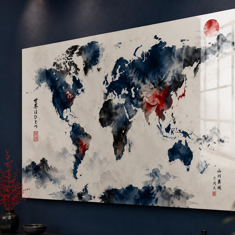 Ink Wash World Map lifestyle view