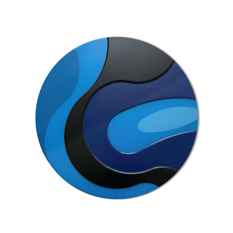 Glossy Blue Wave Swirl product shot on white background