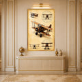 Vintage Biplane Studies with gold frame