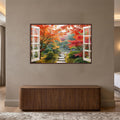 Autumn Garden Window with walnut frame