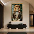 Artronauts Glass Print 12x18 cm | 4.7"x7.1" / Gold Floral Gentleman Lion Glass Wall Art