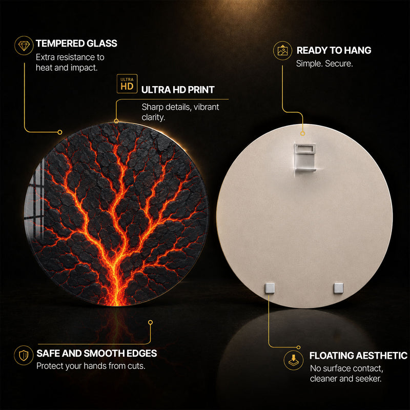 Molten Lava Tree — tempered glass, ultra HD print, ready to hang