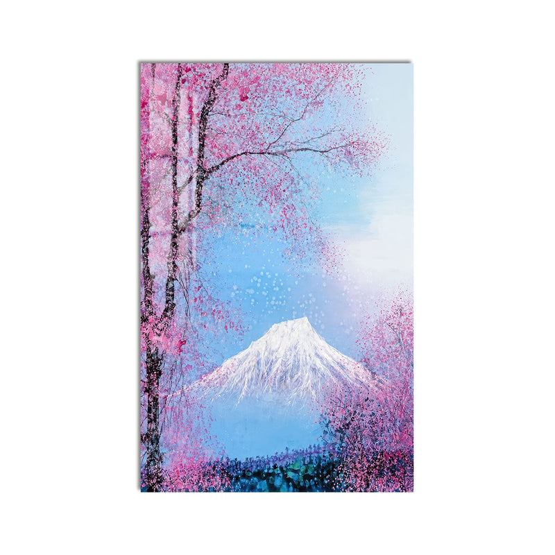 Artronauts Glass Print Blossoms Beneath The Peak Glass Wall Art