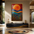 Artronauts Glass Print 12x18 cm | 4.7"x7.1" / Gold Spiral Sun Meadow Glass Wall Art