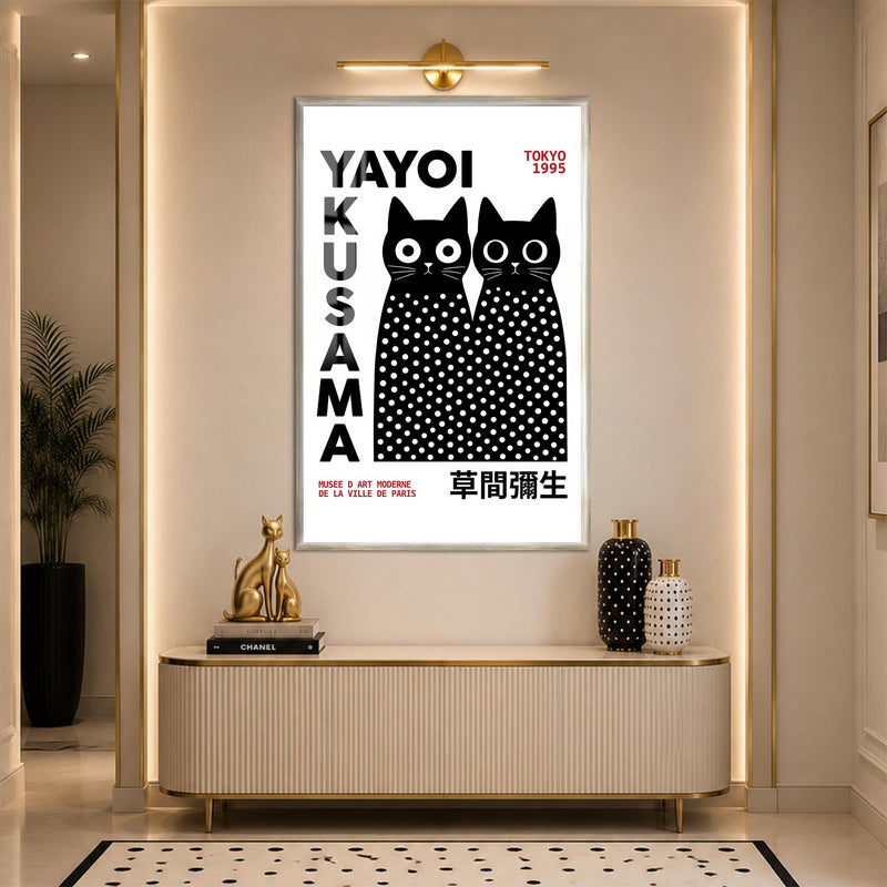 Yayoi Cat Duo with silver frame