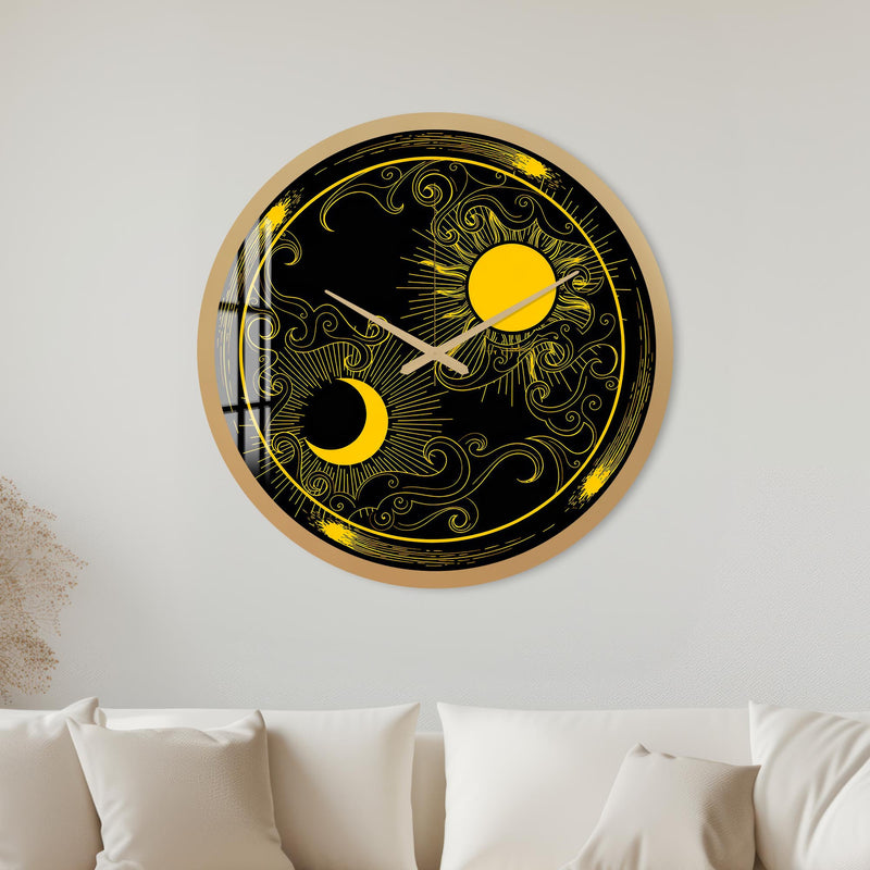 Celestial Sun And Moon with gold frame