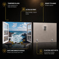 Open Window Seascape — tempered glass, ultra HD print, ready to hang