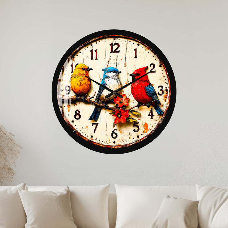 Colourful Garden Birds with black frame