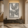Artronauts Glass Print 12x18 cm | 4.7"x7.1" / Black Flowing Contours Glass Wall Art