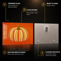Dotted Harvest Pumpkin — tempered glass, ultra HD print, ready to hang