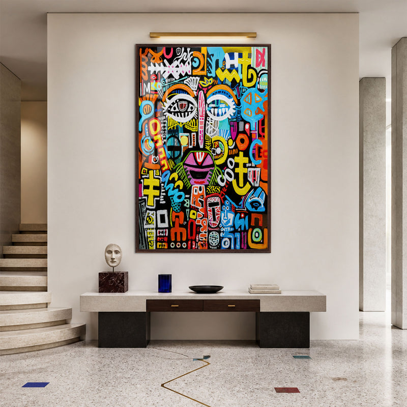 Urban Tribal Face with walnut frame