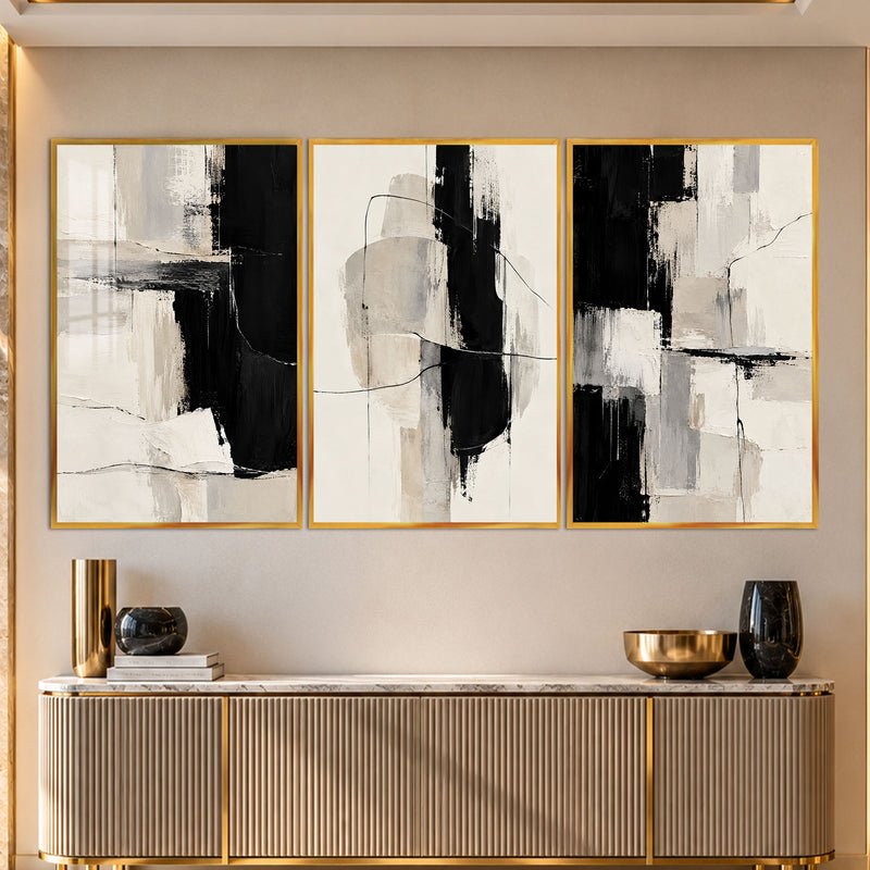 Neutral Abstract II with gold frame