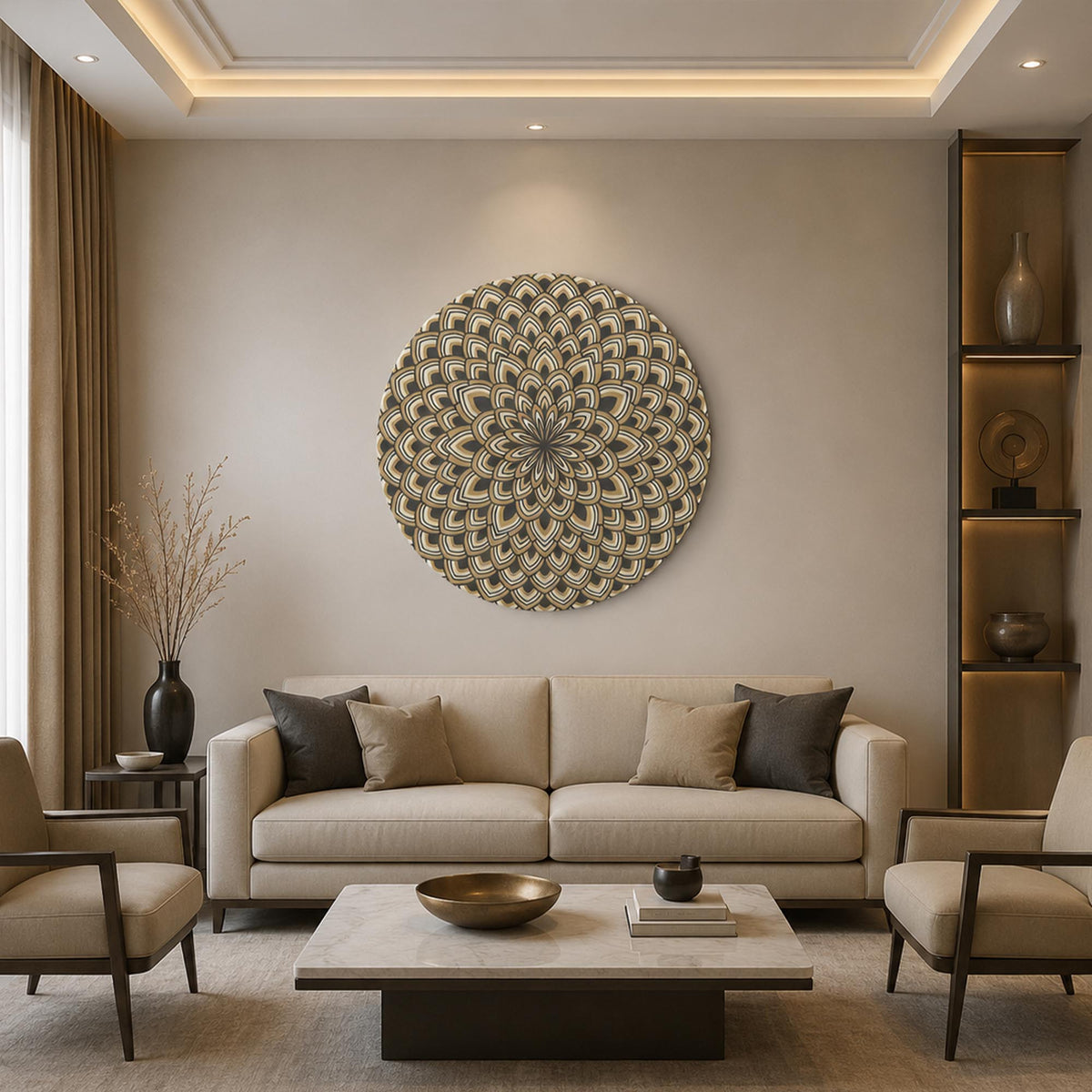 Radiant Petal Mandala in a modern room