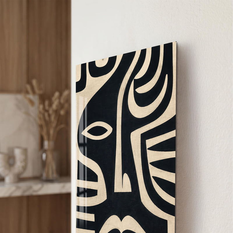 Artronauts Glass Print Midnight Tribal Faces Glass Wall Art