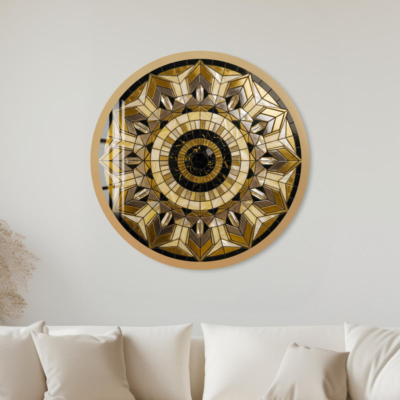 Art Deco Crystal Star Mosaic with gold frame