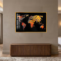 Marbled World Map with gold frame
