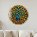 Emerald Peacock Fan with gold frame