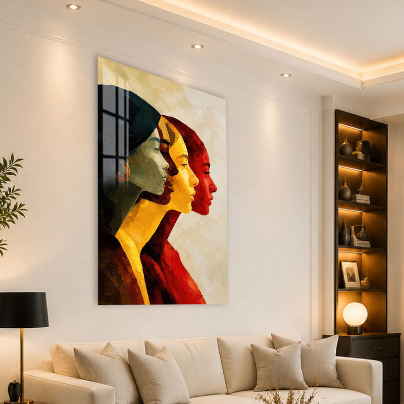 Artronauts Glass Print Three Faces Glass Wall Art