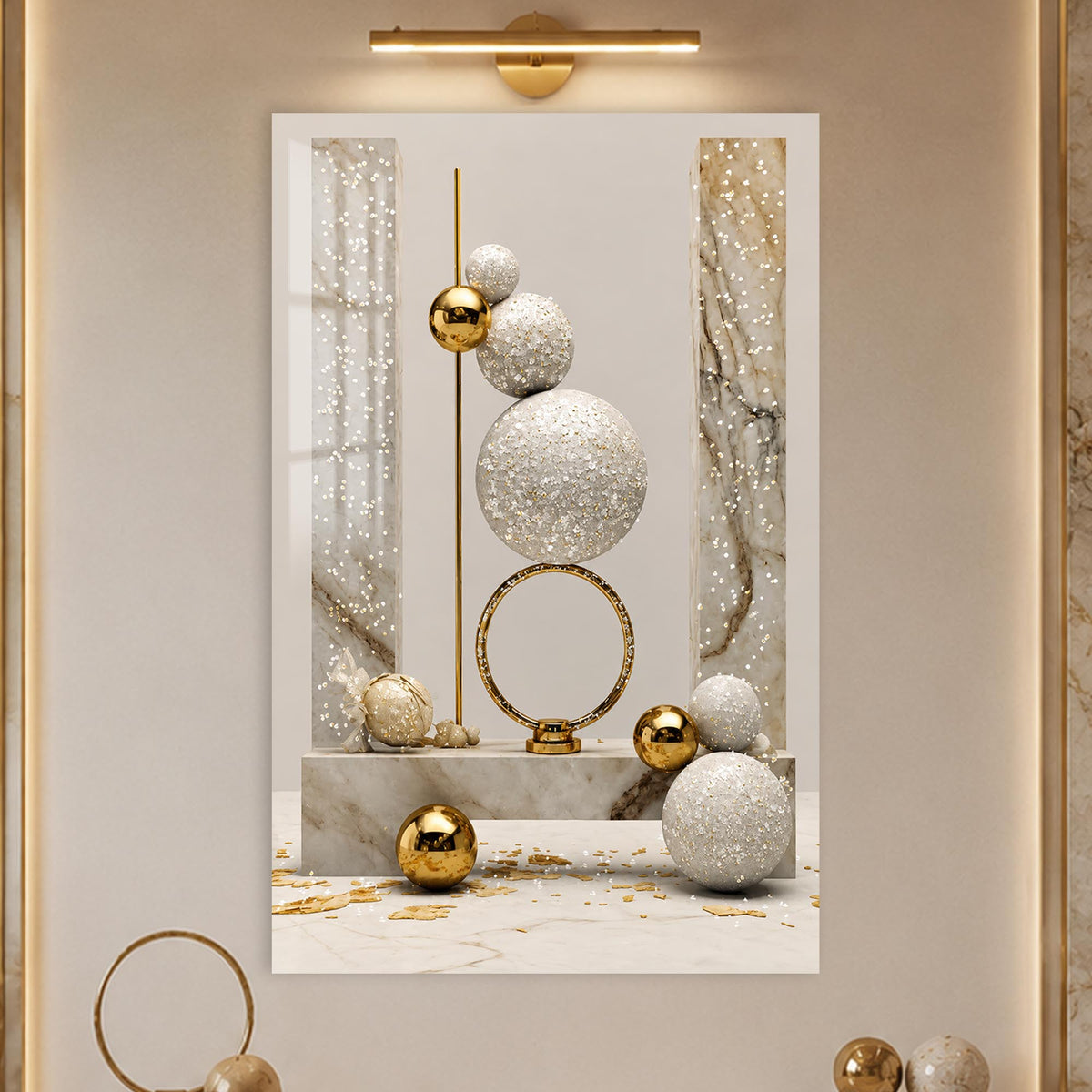 Golden Orb Balance in a modern room