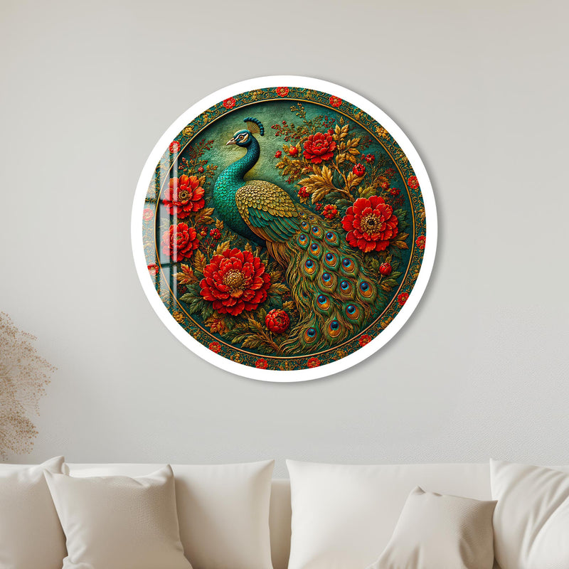 Regal Peacock Garden with white frame