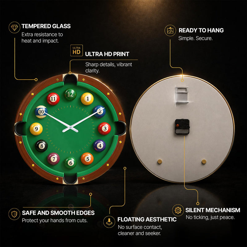 Billiards Table — tempered glass, ultra HD print, ready to hang