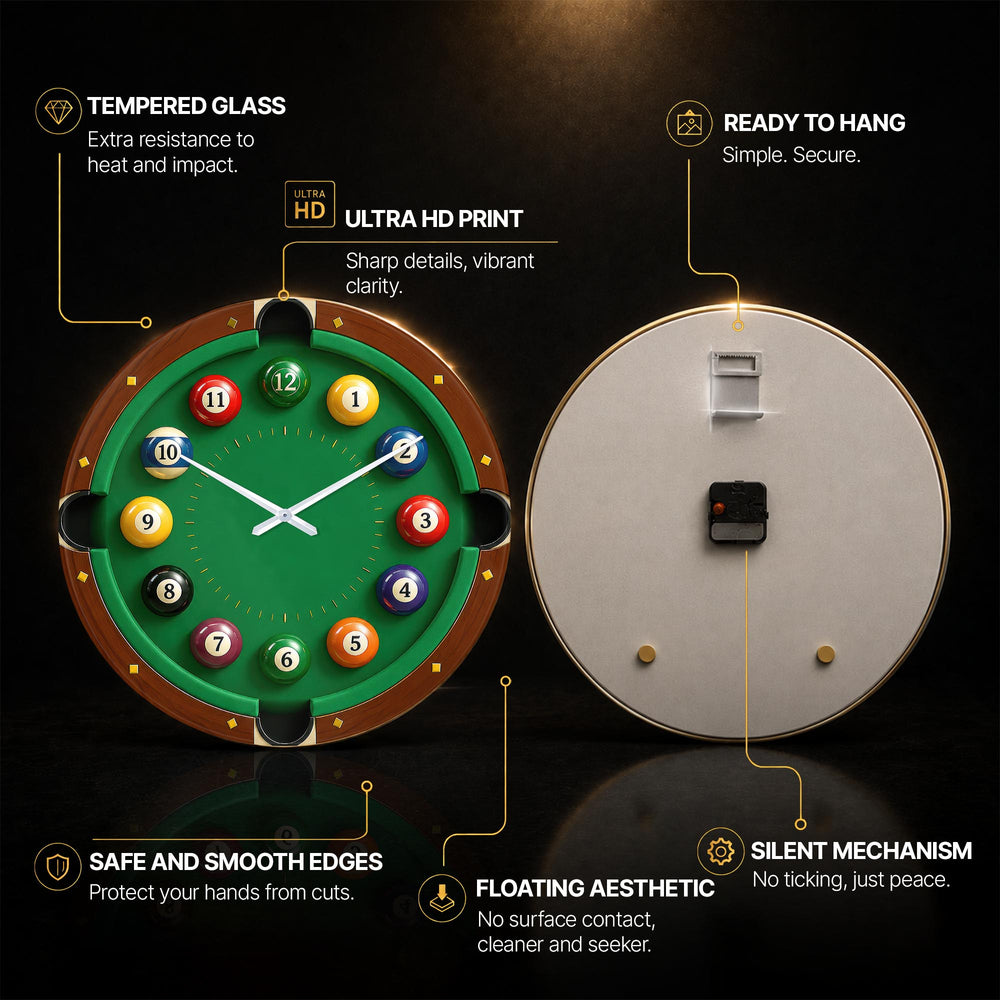 Billiards Table — tempered glass, ultra HD print, ready to hang