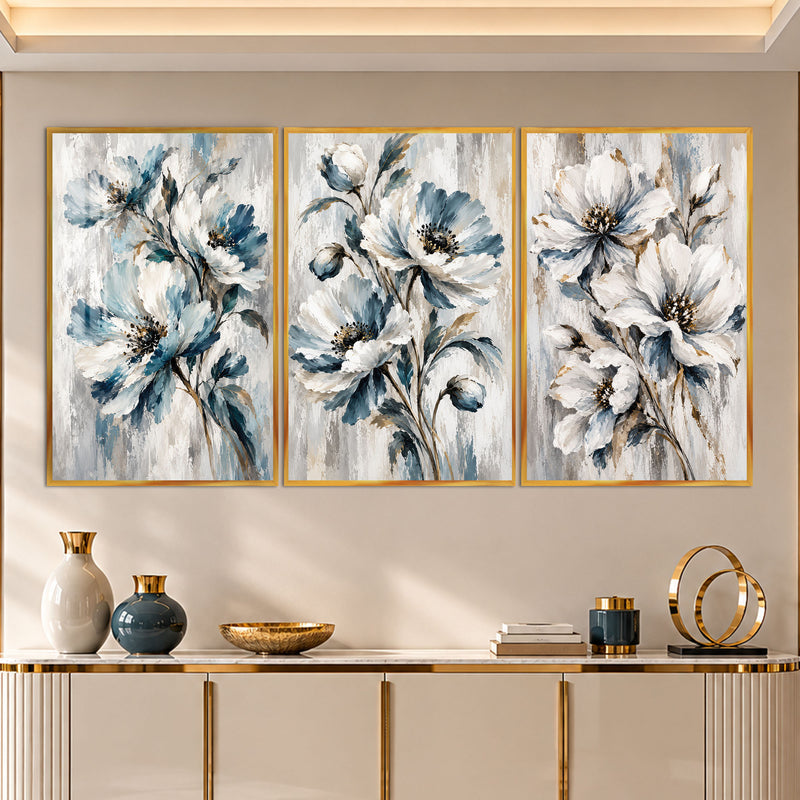 Blue Blossom II with gold frame