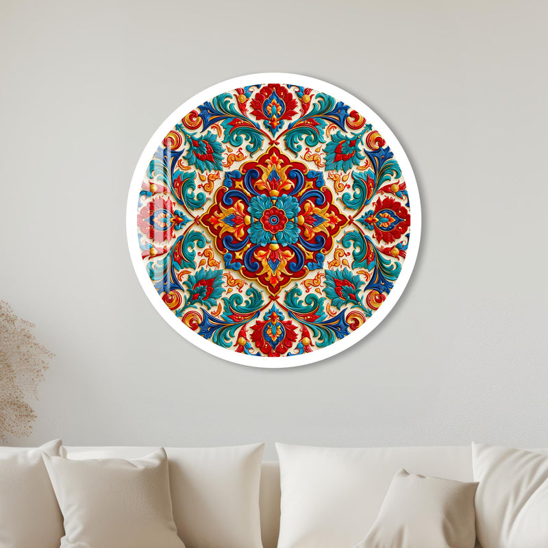 Ornate Floral Medallion with white frame