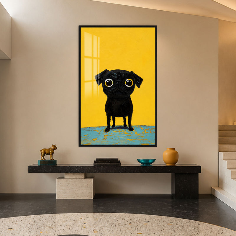Little Black Pug with black frame